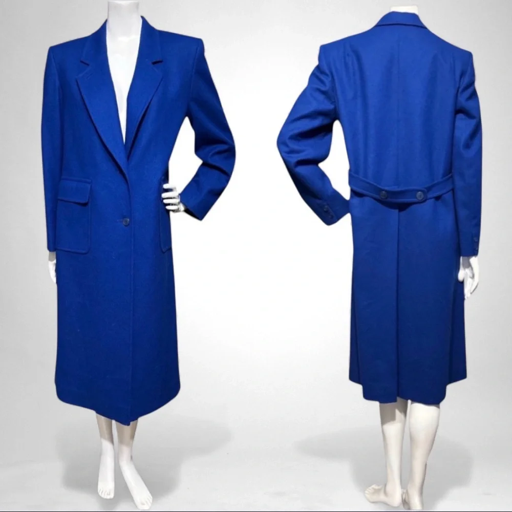 PENDLETON Pure Virgin Wool Single Breast Button Blue Trench Coat Medium Petite